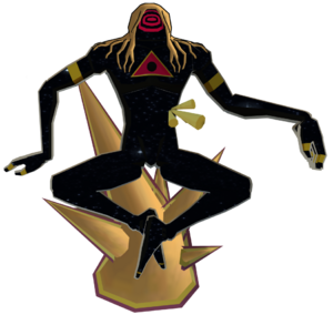 A soul survivor with flowing blonde hair, stuck in a peculiar pose.