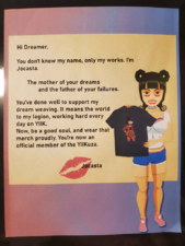 A note from Jocasta that comes included with Robaroba merch.