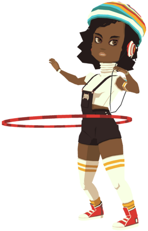 Chondra with a hula hoop around her.
