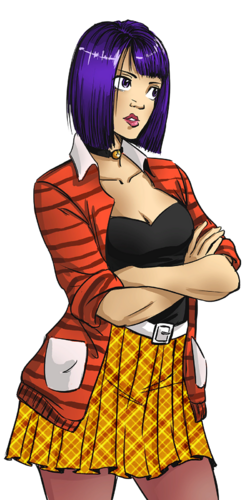 Vella with her arms crossed.