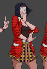 Beta sprite of Vella being shocked at something.