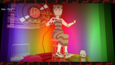 Essentia taking Alex's mighty throne (a stool).