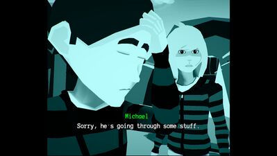 Michael before punching Alex in the face.