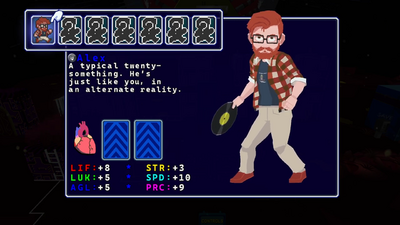 Alex on the I.V Status Screen.